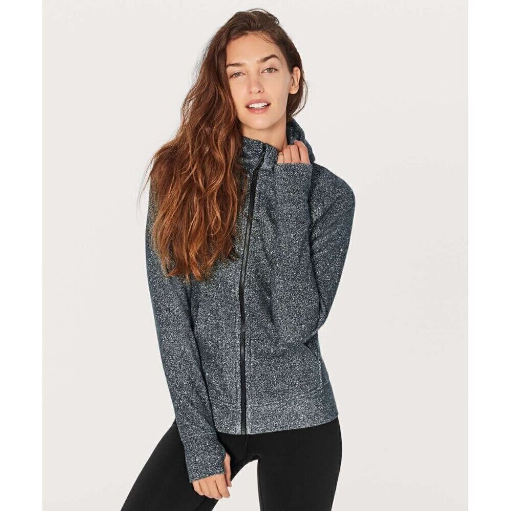 Lululemon  Scuba Hoodie *Light Cotton Fleece Luminesce Splatter White Black | 4